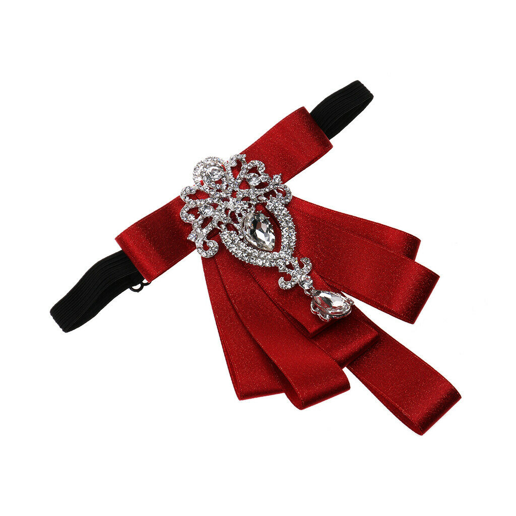 2pcs Men Fashion Tuxedo Satin Rhinestone Adjustable Wedding Bowtie Suit Bow Tie