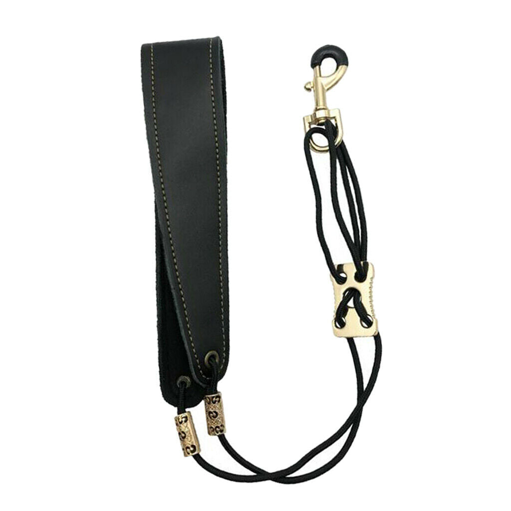 Sax Shoulder Neck Belt Cowhide Adjustable Black Kids Music Supplies 46-61cm