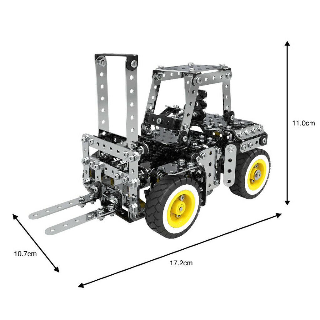 Build Your Own Car, 589Pcs Alloy DIY Assembled Gear Drive Forklift Building