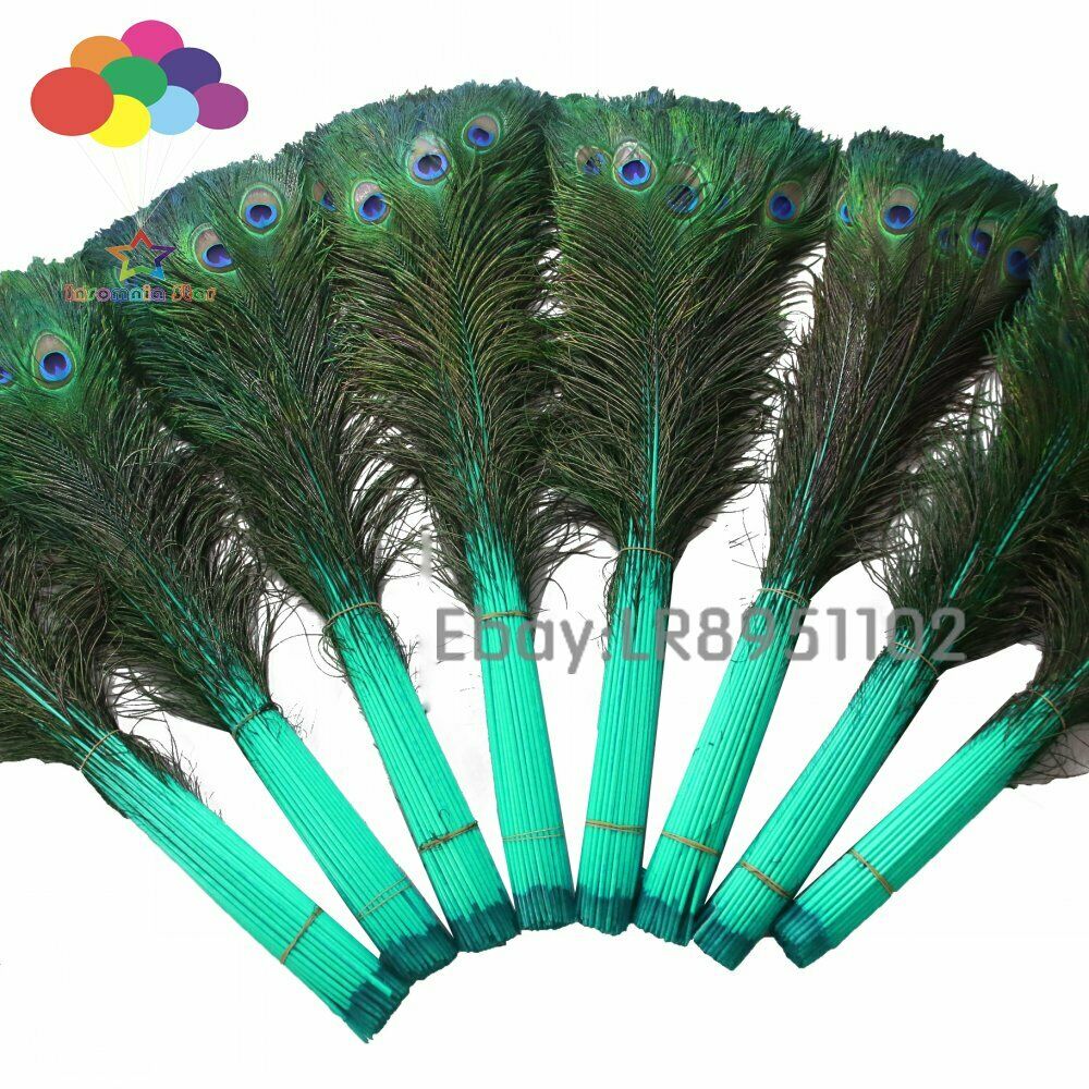 100Pcs/lot Mint Peacock Feather Length 70-80cm 28-32" for Crafts Decorations