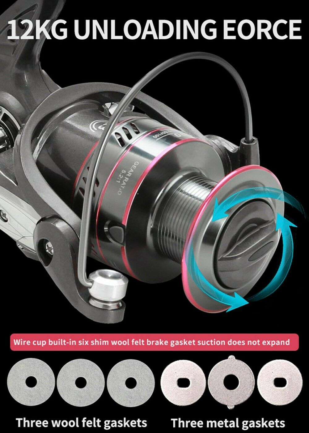13 Axis Full Metal Wire Cup Fishing Reel Spinning Wheel Fishing Gear YO-7000