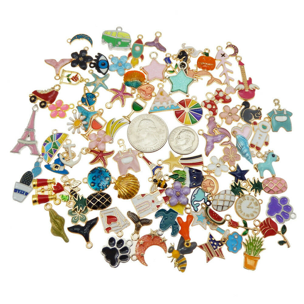20pcs/pack Enamel Mixed Random Send Alloy Pendant Charms Jewelry DIY Accessories