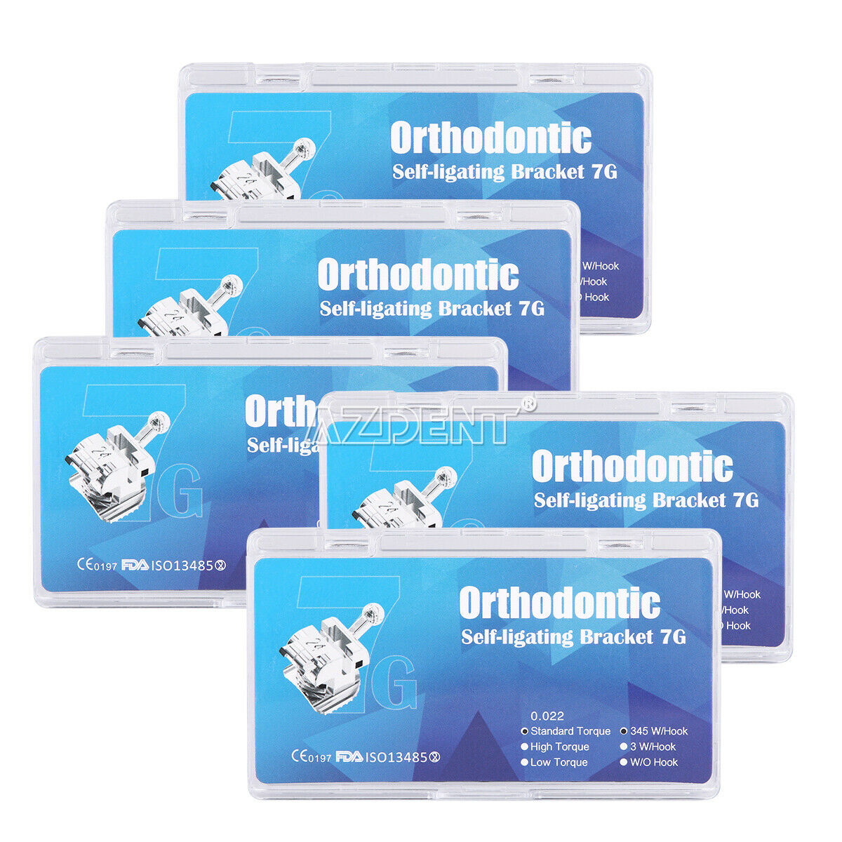 5XDental Metal Self-Ligating Brackets with Movable Hook Standard Turque 345Hook