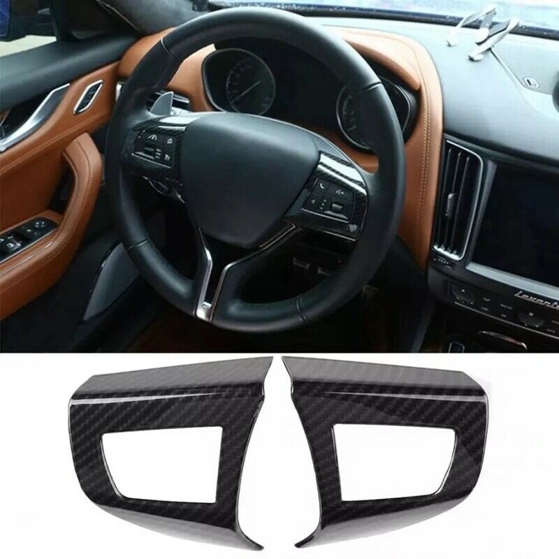 2Pcs Carbon Fiber Style Inner Stee Wheel Cover Trim Stickers for maserati LevaE5