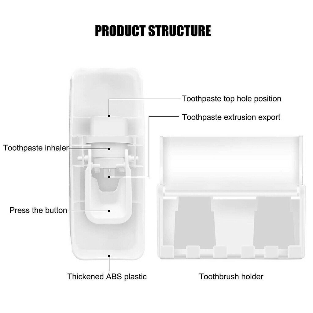 ABS Hanging Automatic Squeezer Toothbrush Holder Set Wall Bathroom Supplies