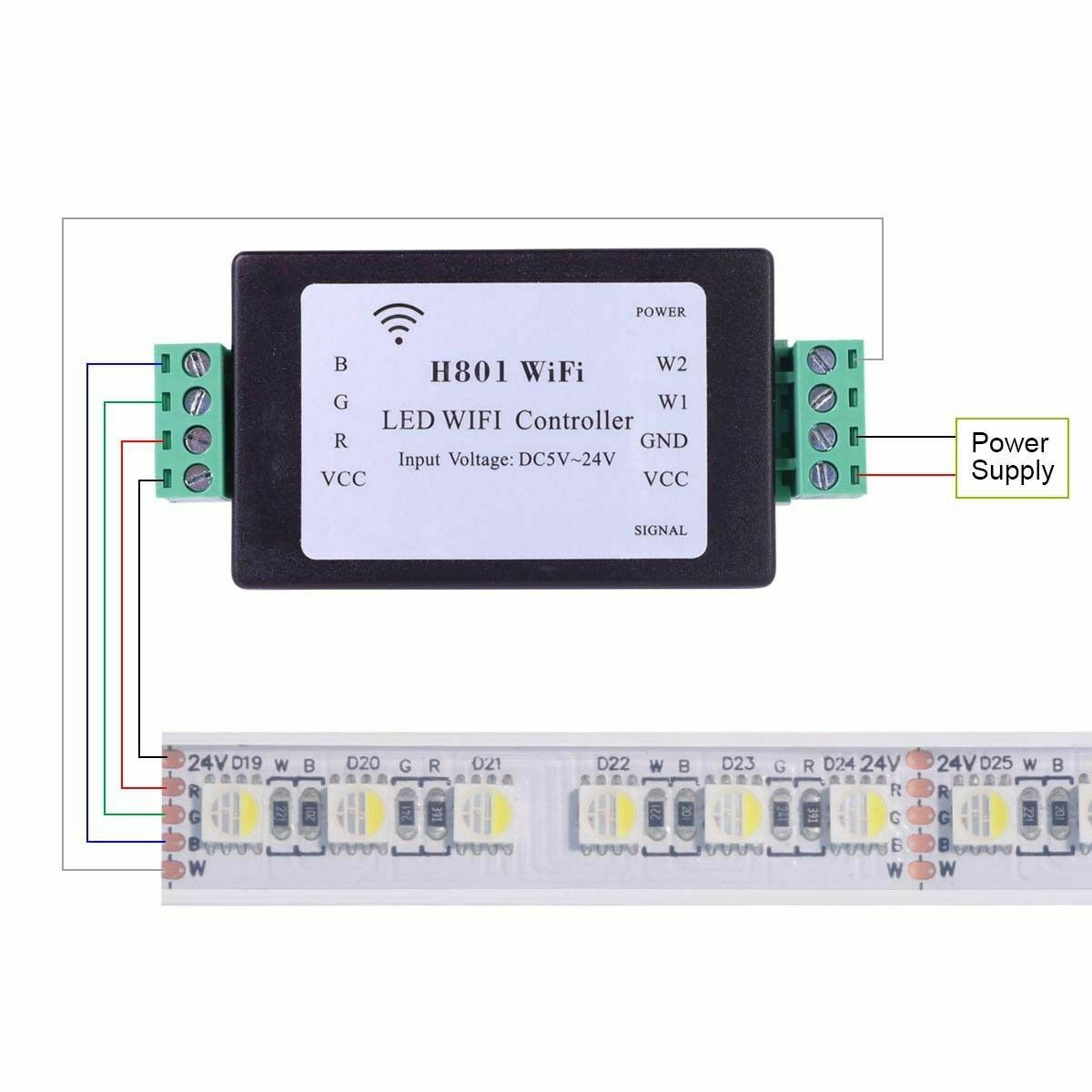RGB LED Strip Light Lamp H801WiFi Controller Android Phone WLAN Control Router