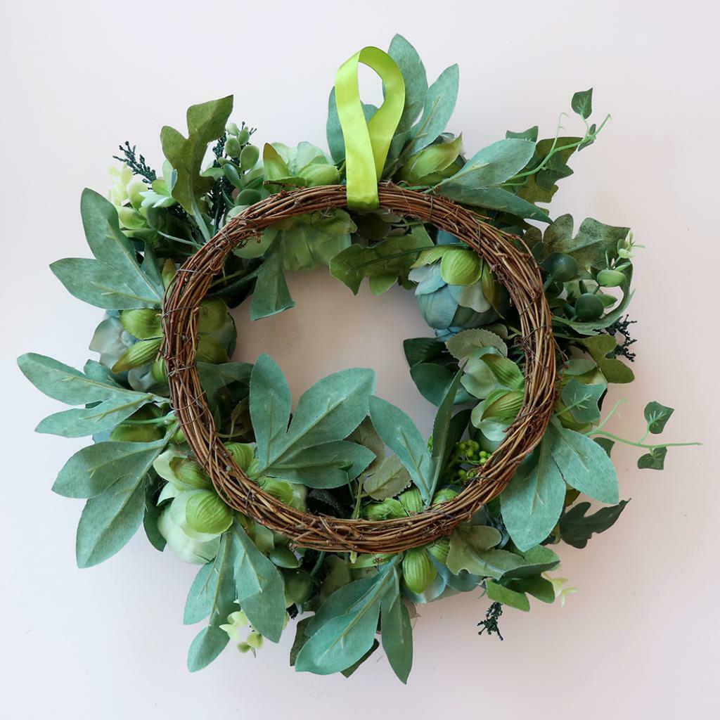 Artificial Peony Flower Door Wreath Rattan Garland Wedding Venue Decor 6