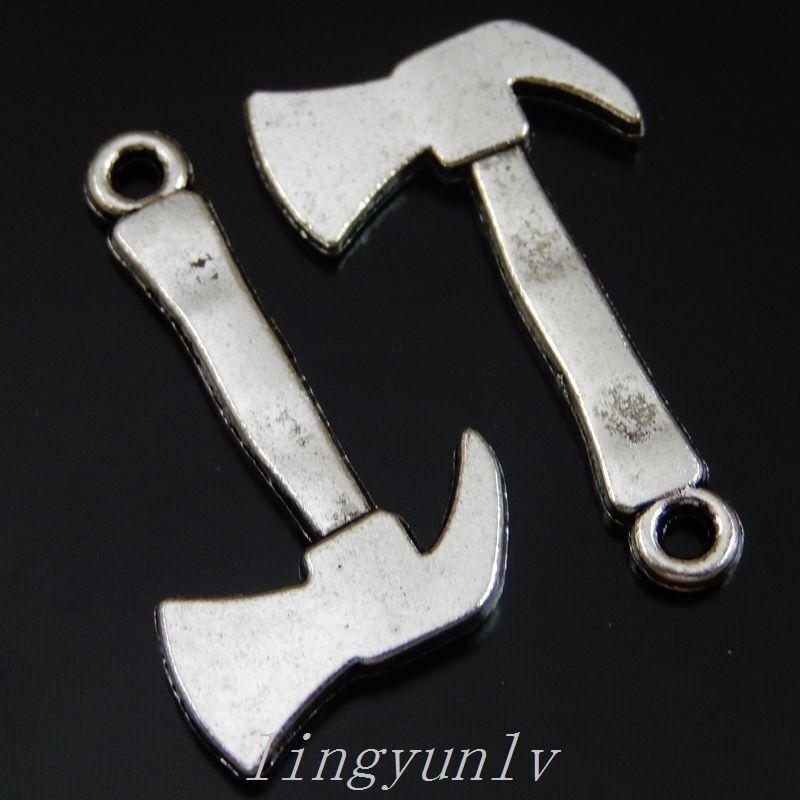 25 pcs Retro Sliver Ax Charm Pendant Earring Findings Alloy Hatchet 26x15x2mm