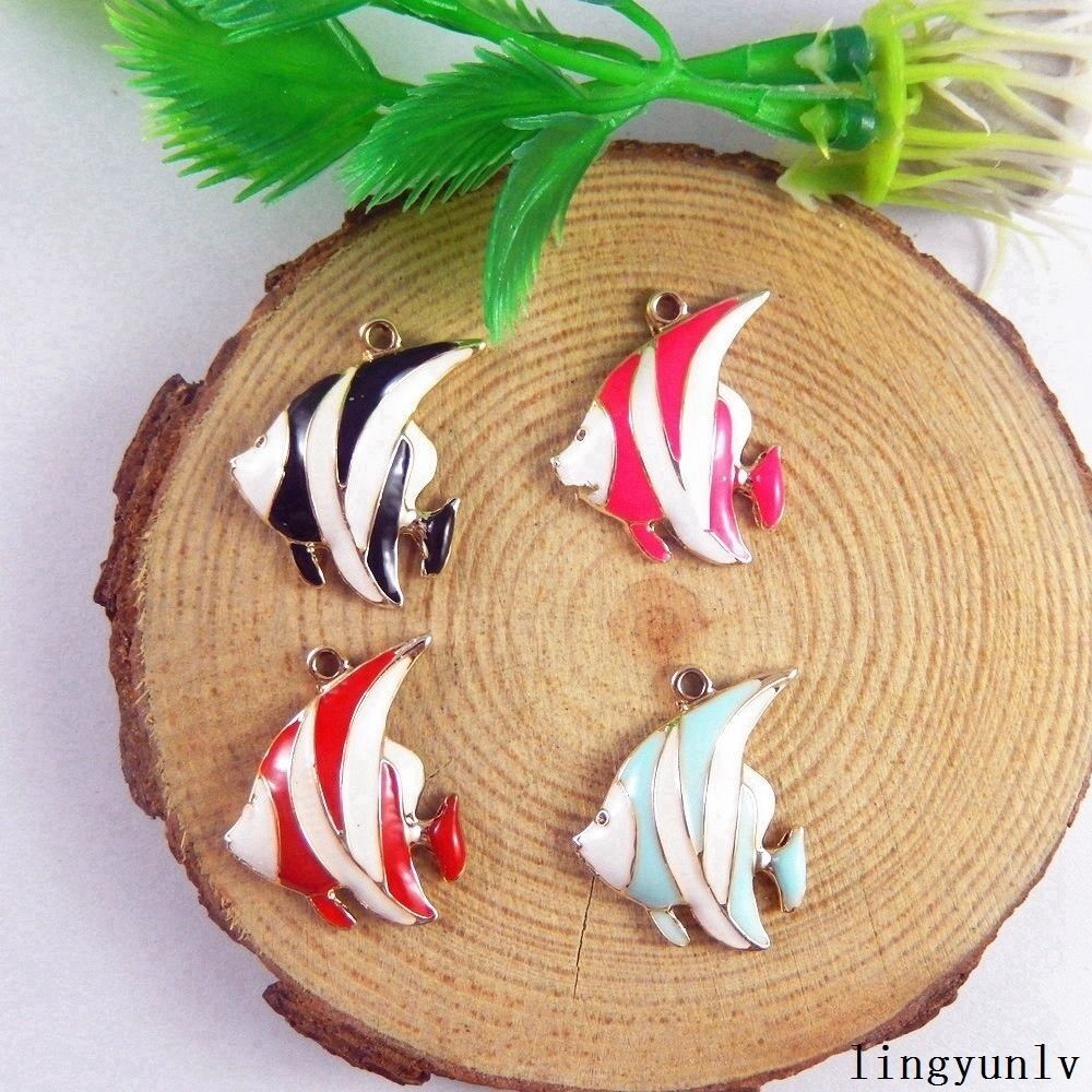 12pcs Colorful Enamel Alloy Tropical Fish Charms Pendant Jewelry Crafts 51195