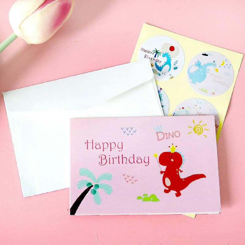 6Set of Happy Birthday Cards with Envelopes and Stickers Folding Greeting.l8