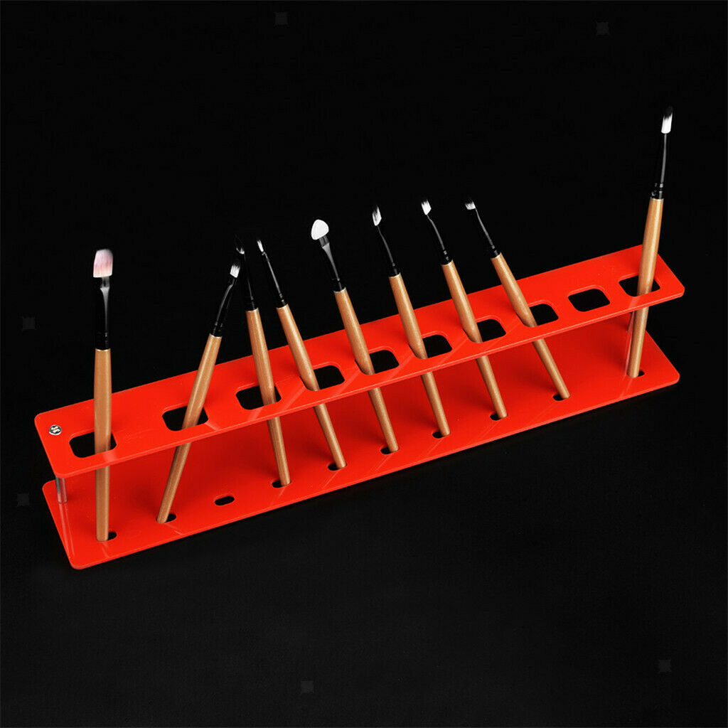 10 Holes Makeup Brushes Pencil Pen Display Stand Rack Organizer Holder Red