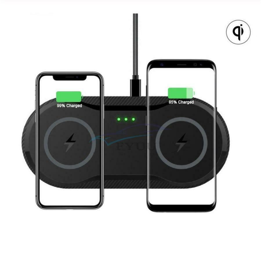 20W Two-seater Car QI Wireless Fast Charger 2 in 1 Desktop Mobile Phone Charger