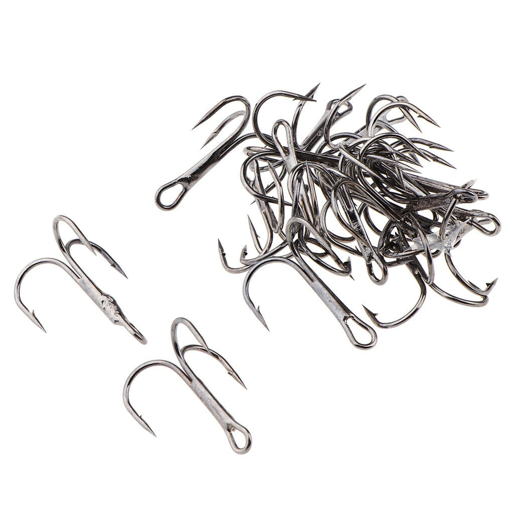 20 Pieces Barbed Fishing Hooks Treble Hook Fishhook Tackle with Box Type 1