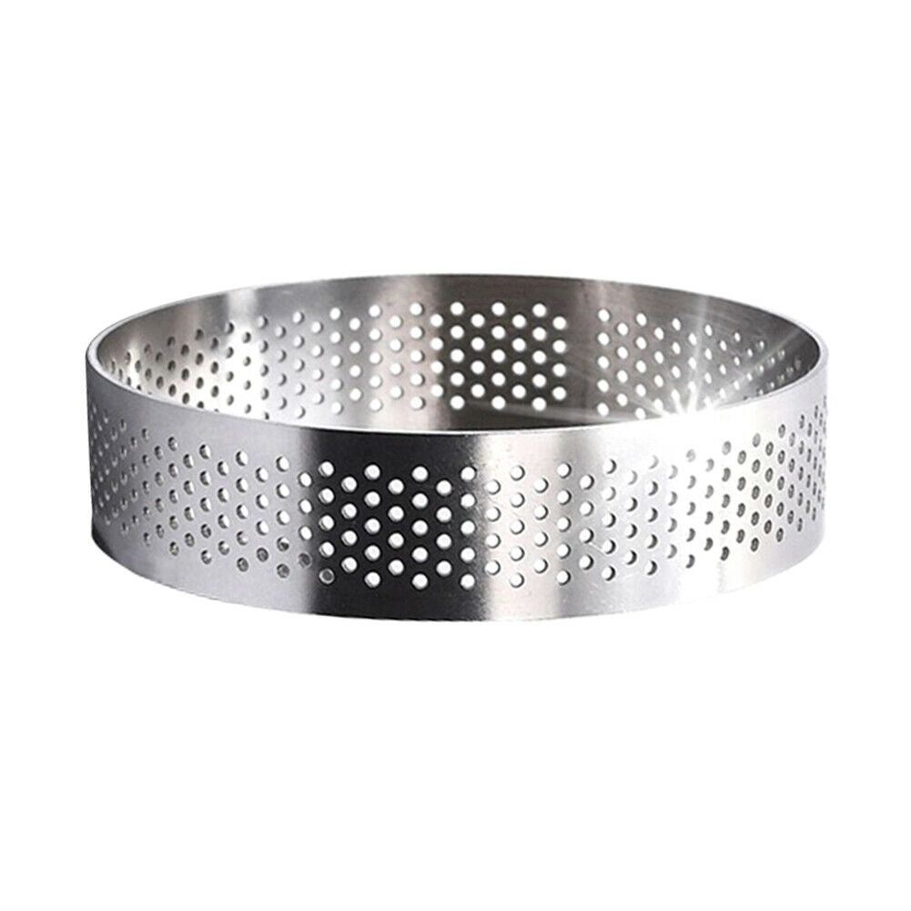 Round Perforated Stainless Round Tart-Ring Mousse Cake Ring Kitchen Tool 8cm HN