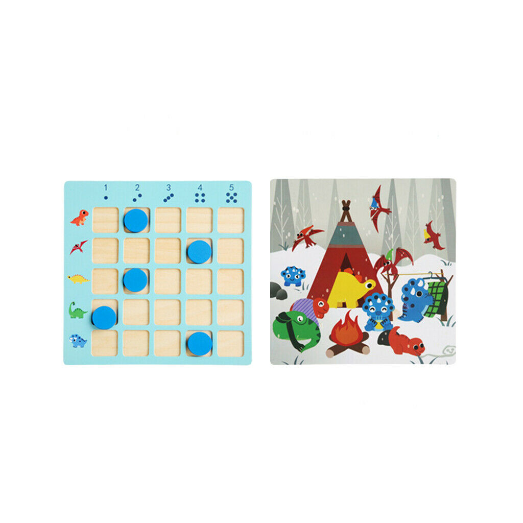 Baby Montessori Wooden Number Dinosaur Count Board Game Early Education Thinking