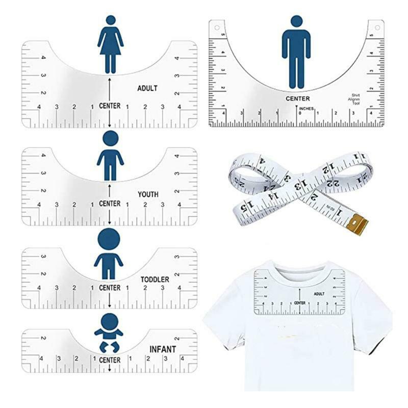 6 Pcs T-shirt Alignment Ruler Round Neck Alignment Tool Guide Alignment Tool Kit