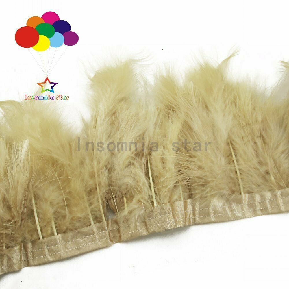 2 Meters khaki Turkey Feathers Fringe Feather Trim For Dresses Clothing Sewing