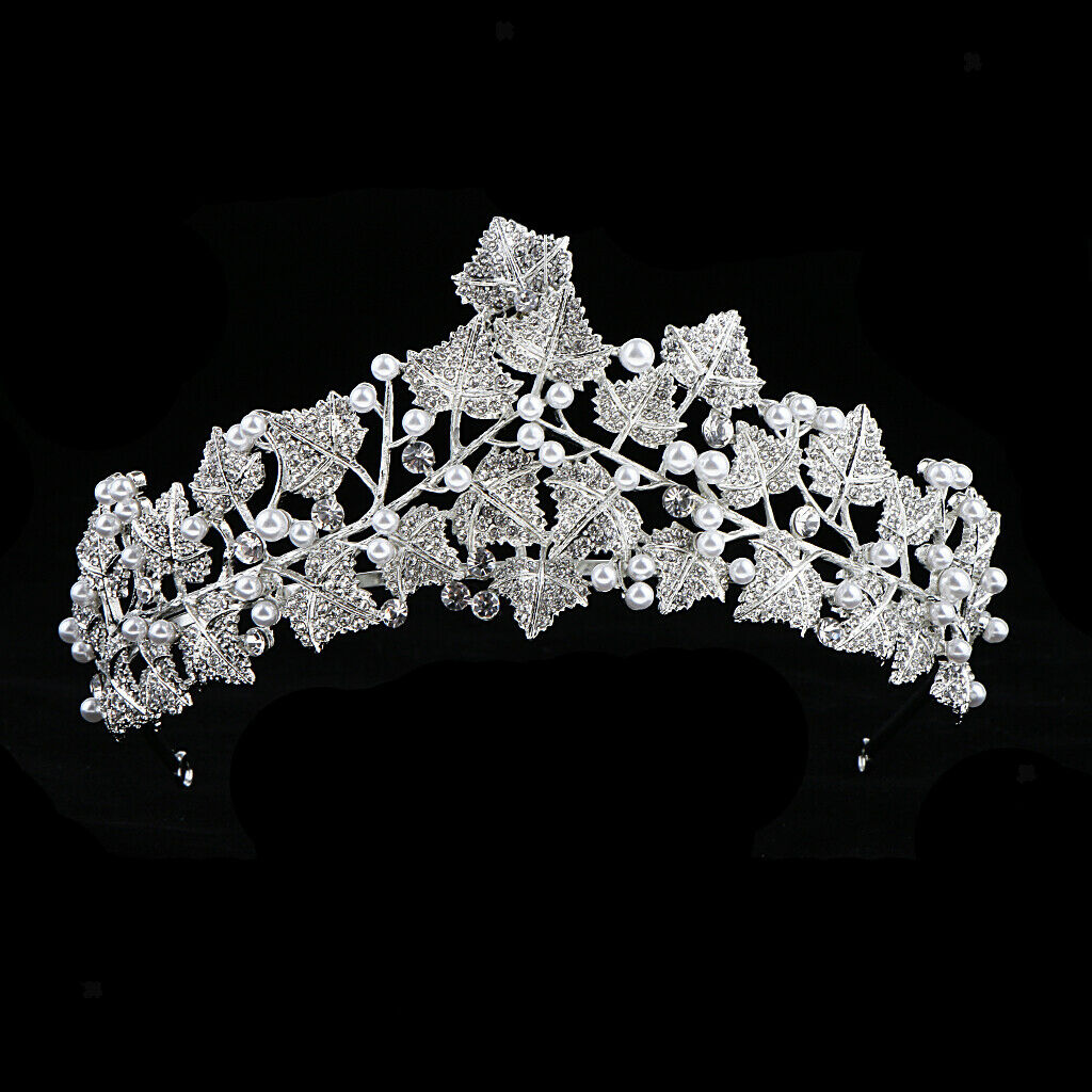 Elegant Leaf Rhinestone Wedding Party Crown Tiaras Prom Pageant Headwear