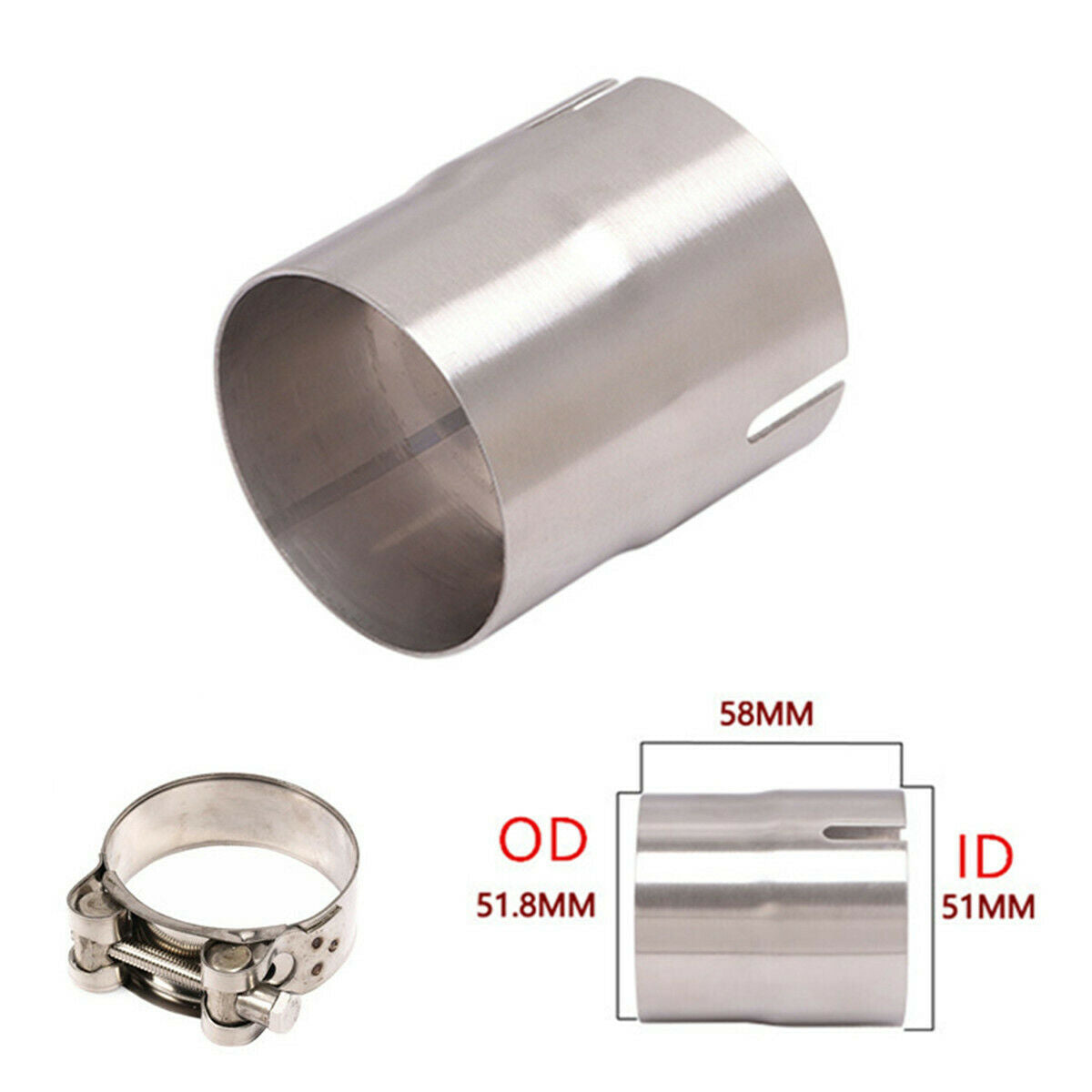 1Pcs 51mm ID to 52mm OD Motorcycle Exhaust Adapter Mild Steel Convertor Adapter