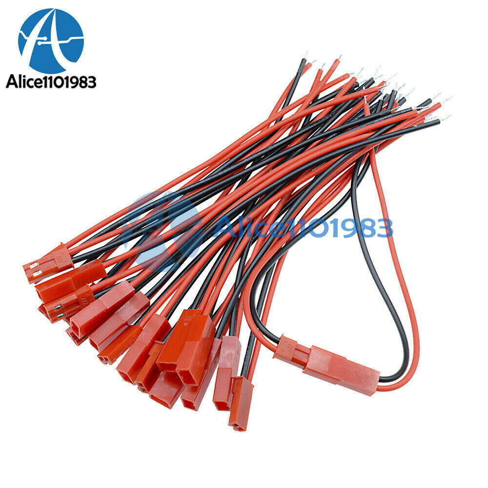 10Pairs 100mm JST Connector Plug Cable Line Male+Female for RC BEC Lipo Battery