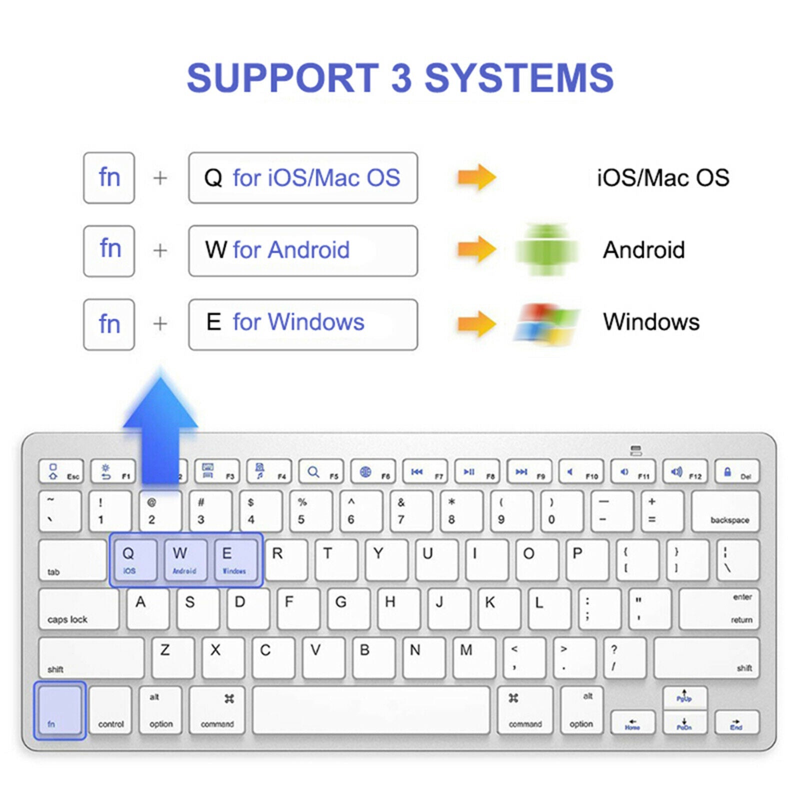 New 78 Keys Wireless Bluetooth Keyboard French for IOS/Android/Windows