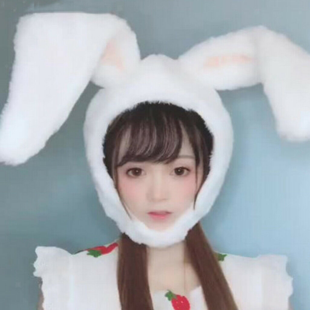 Girls Rabbit Headband Plush Bunny Ears Hood White Rabbit Hats   Headdress