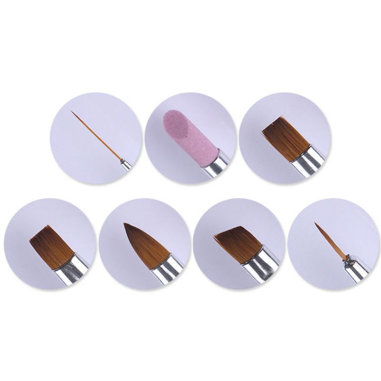 7Pcs Acrylic Nail Art Pen Tips UV Builder Gel Painting Nails Brush Manicure Set.