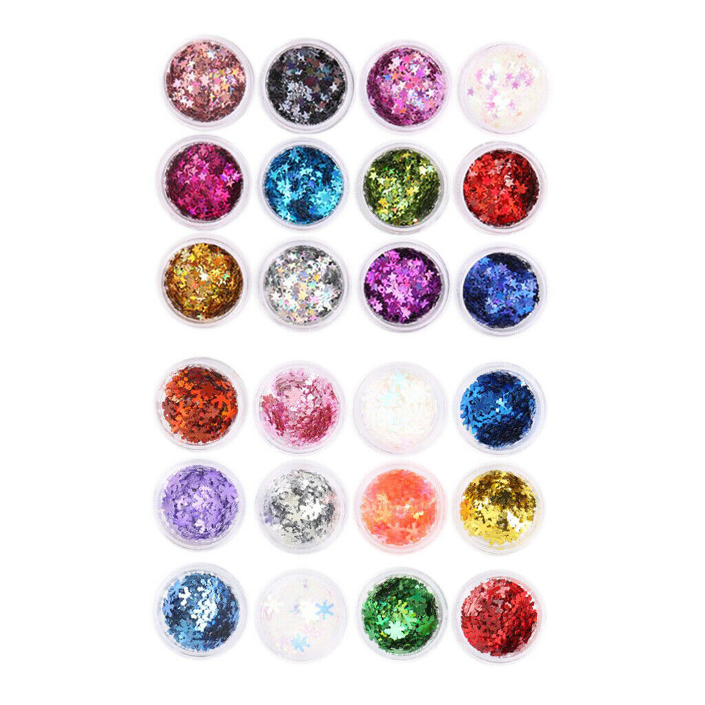 24x Charms Nail Sequins Long Lasting Sparkle Crafts Nail Art DIY Decoration