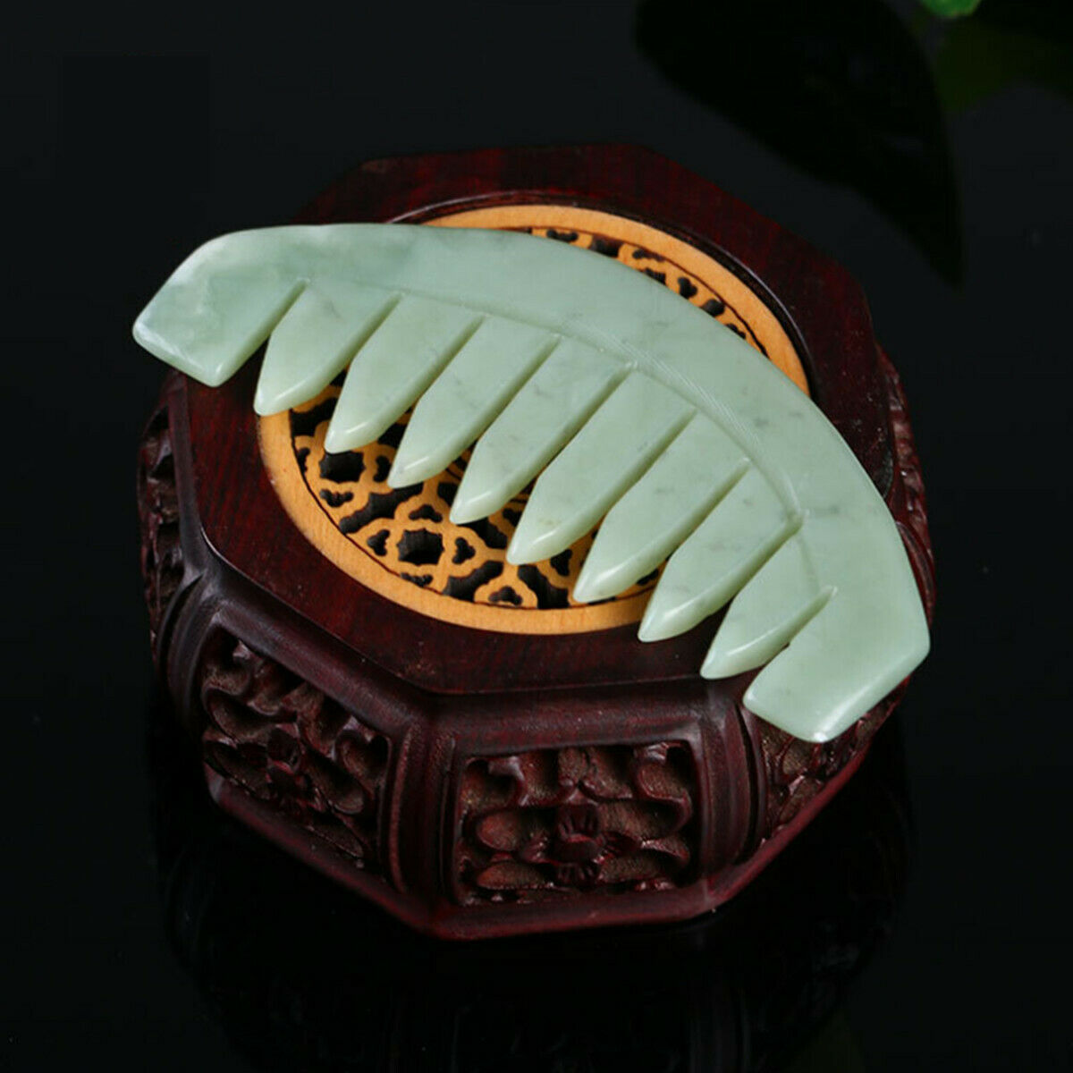 1pc Acupuncture Head Therapy Gua Sha Board Comb Natural Jade Comb Massage Tool
