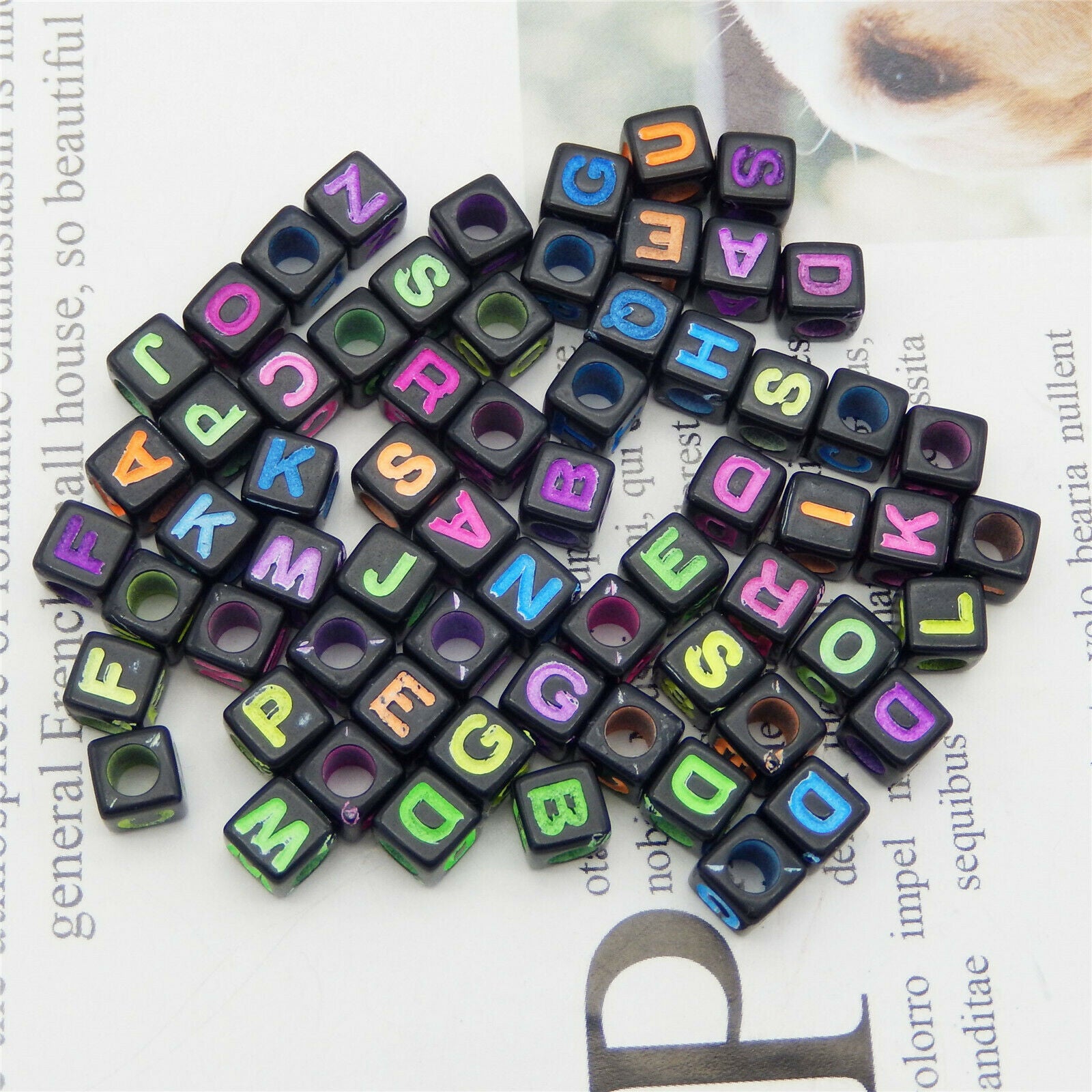 200PCS 6mm Assorted Acrylic 26 Alphabet Letter Cube Beads Jewelry DIY Findings