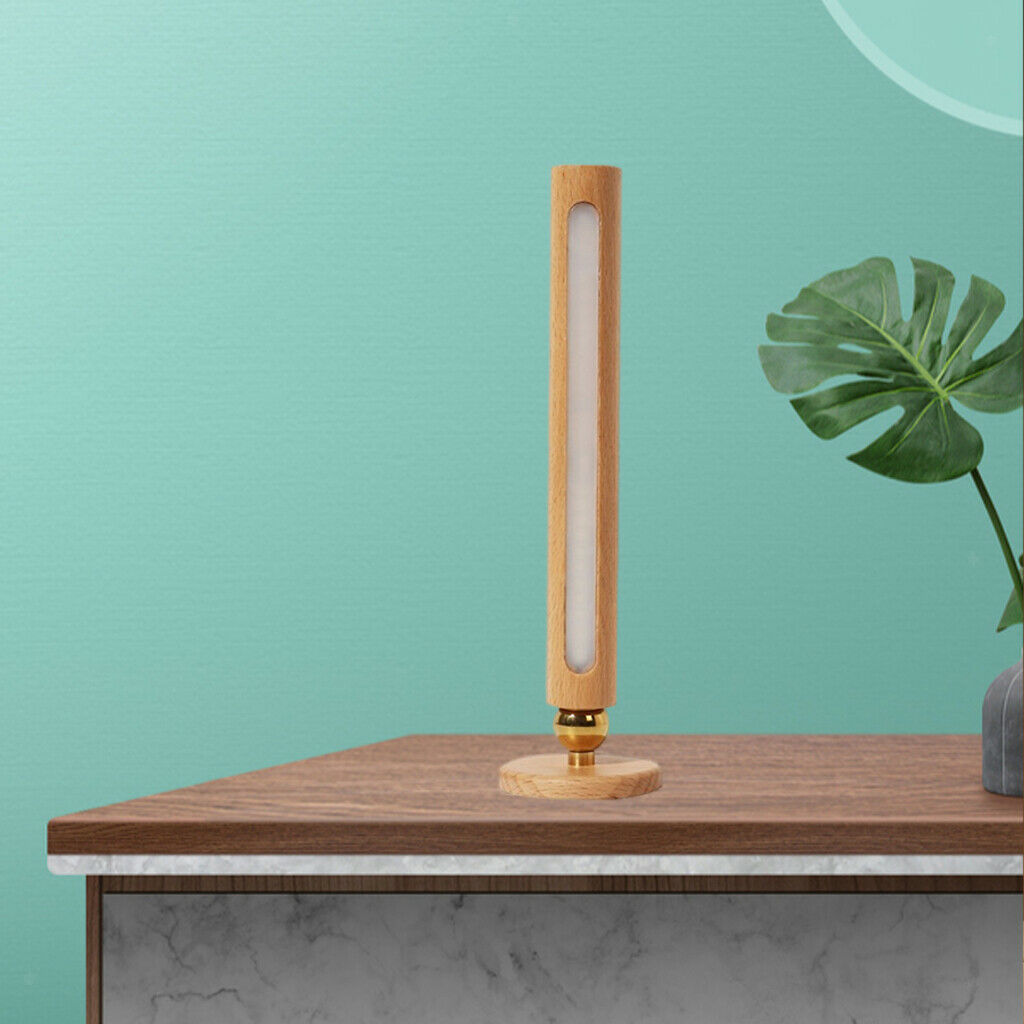 Cordless Wood Table Light Rotatable USB Charging Touch Switch Night Lamp