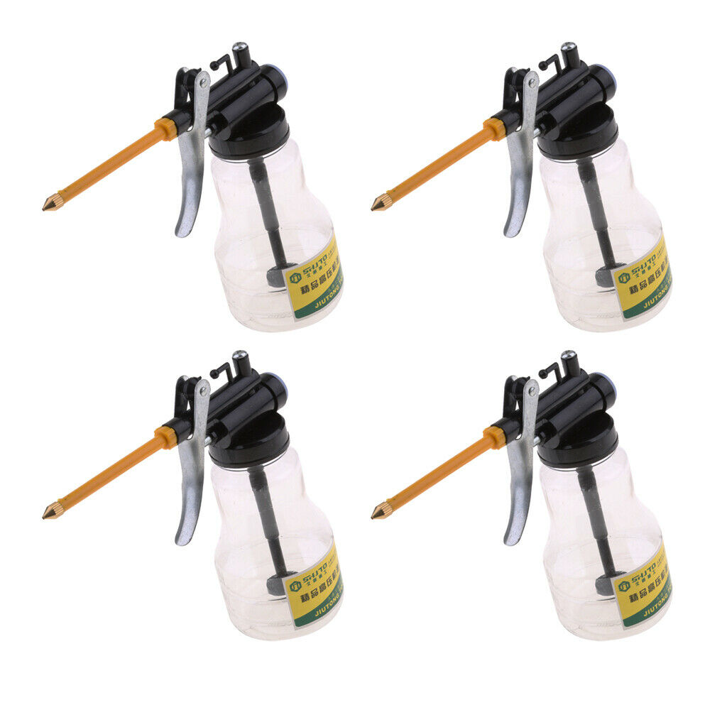 4pcs Oil Can Oil Pot High Pressure Pump Oiler Spray Hose for Lubricants