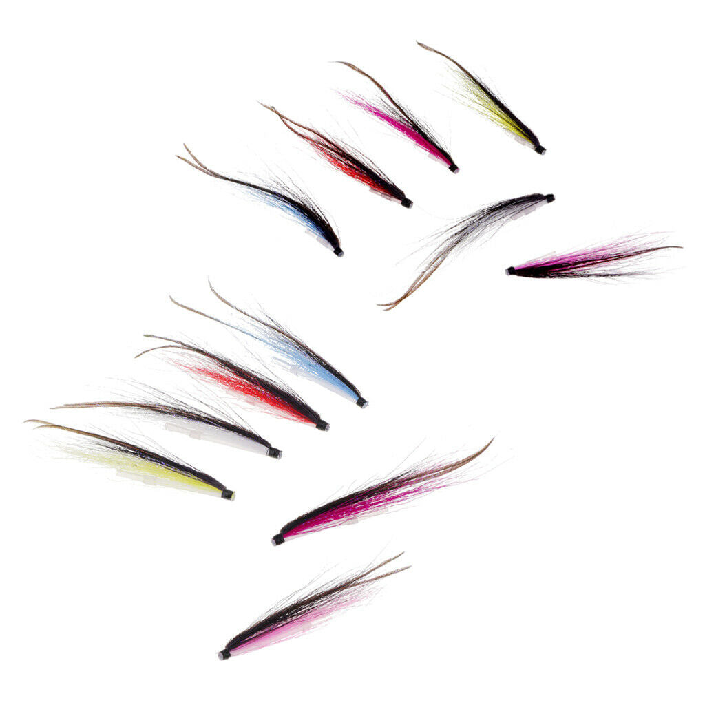 12Pcs Tube Fly Fishing Mini Sunray Shadow Riffle Hitch Salmon Flies