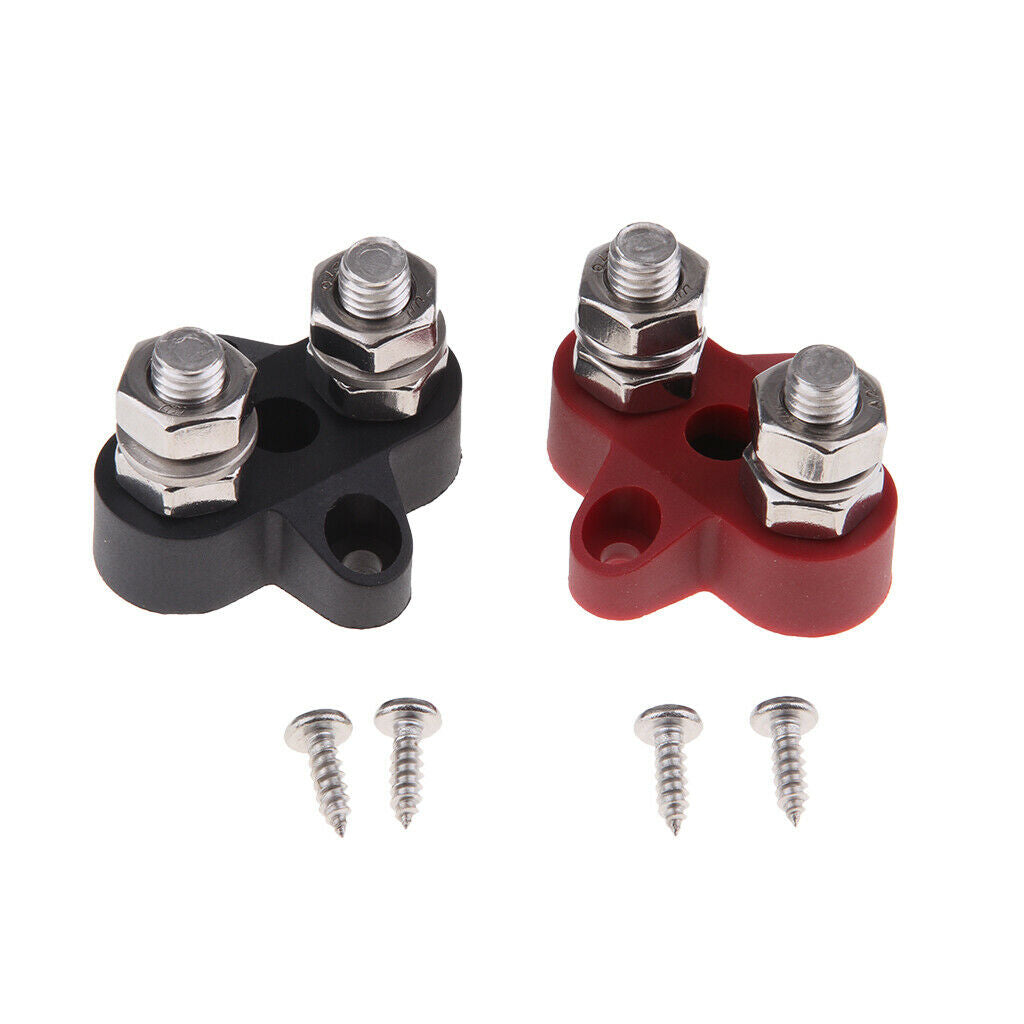 2Pcs Junction Block Power Post Set Insulated Terminal Stud M8 BUS BAR