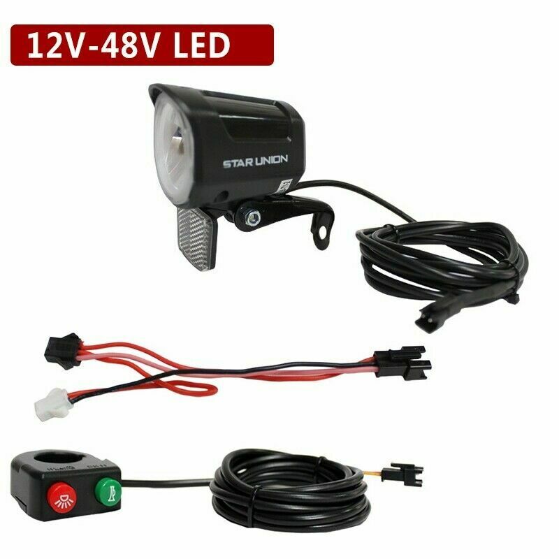 12-48V Ebike Headlight Tail Rear Lights LED Brake Lamp Electric Bike Light Kits