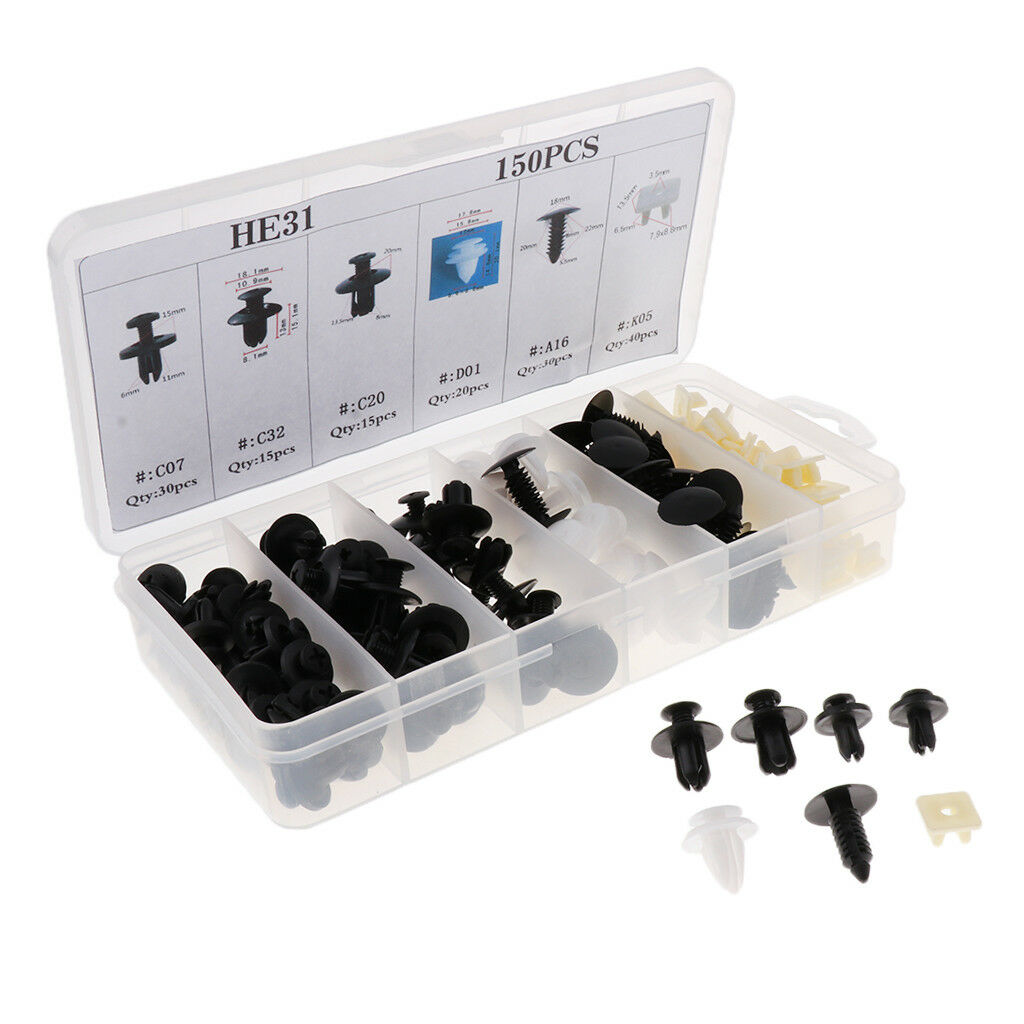 150 Pieces 6 Types Auto Car Body Fender Bumper Retainer Fastener Clip Kits