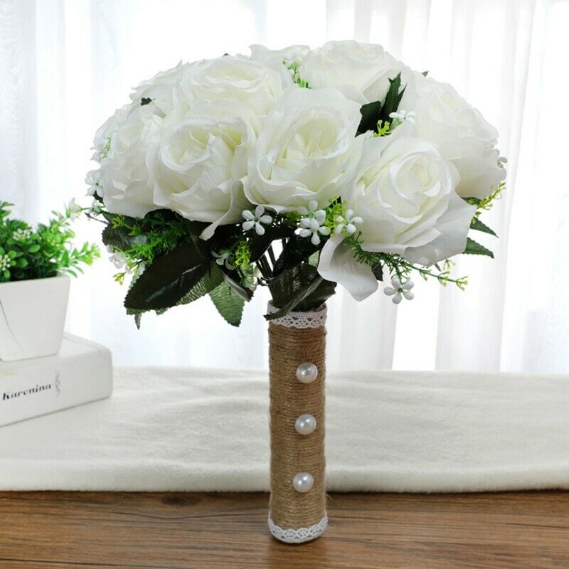 Artificial Flower Bouquet, Wedding Bride Holding Bouquet, Bridesmaid Toss BoM8Z2