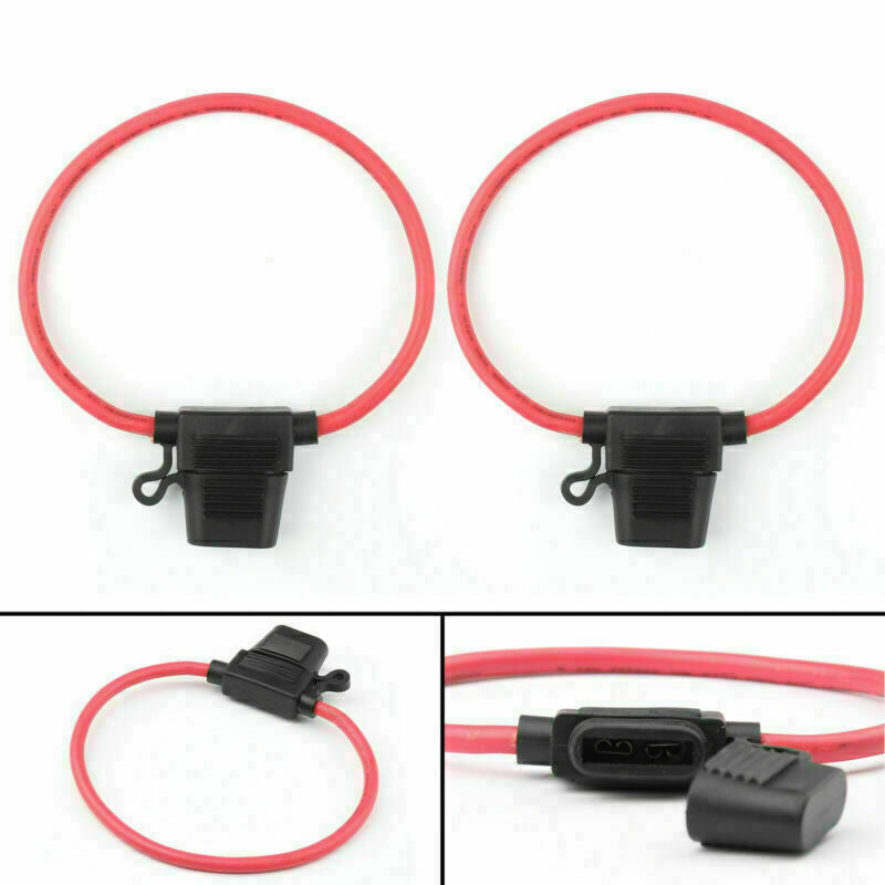 2Pcs Medium Blade Fuse Holder ATC ATO Waterproof 10AWG In-Line Wire For Car