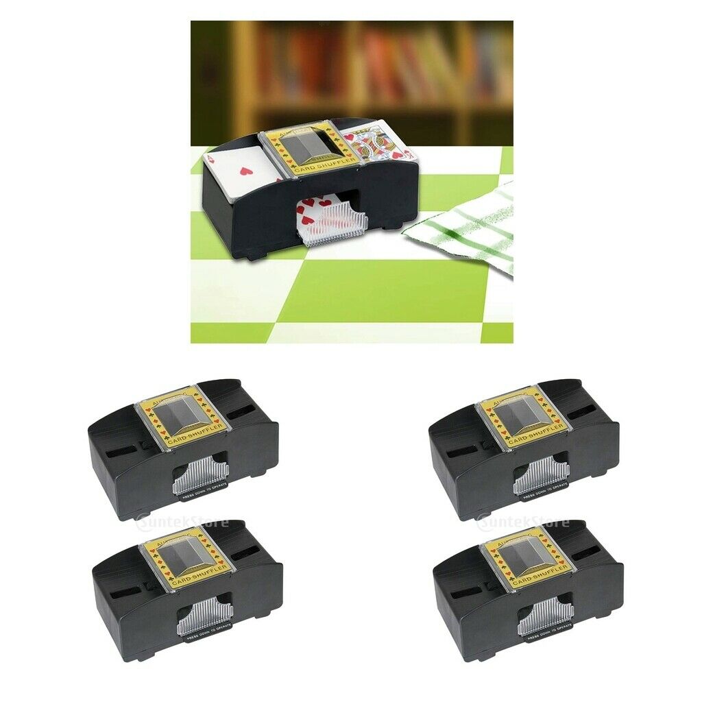4 Piece Professional Automatic Card Shuffler Games Poker Battery Operated
