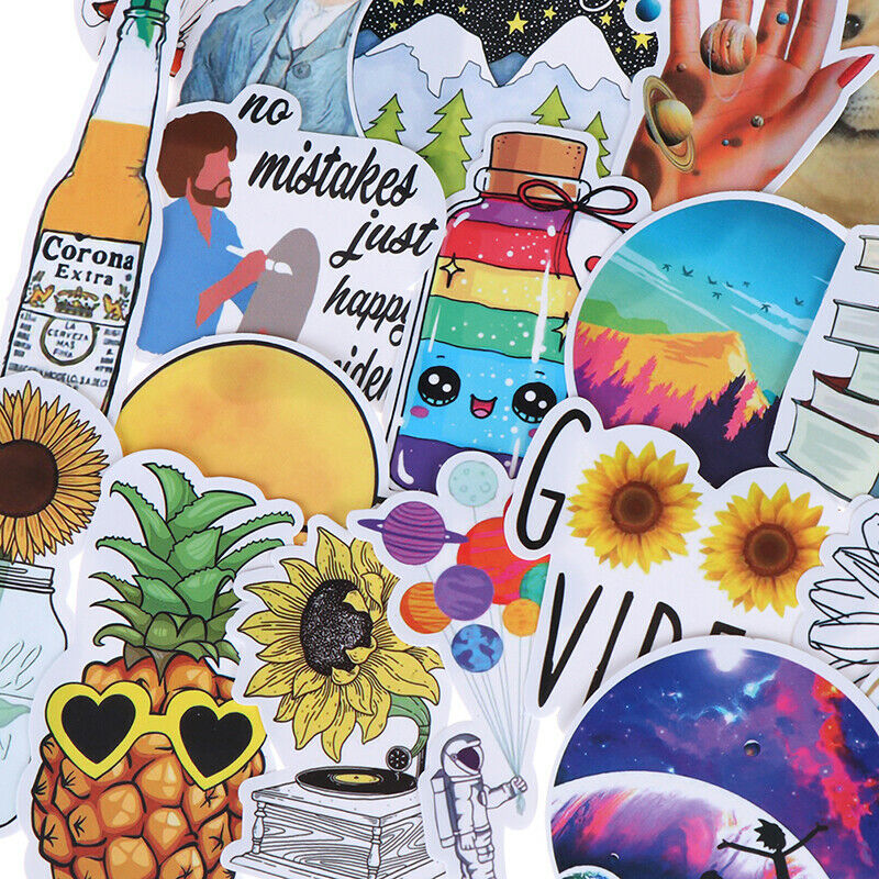 53Pcs Summer light yellow stickers DIY scrapbook suitcase laptop guitar s.l8