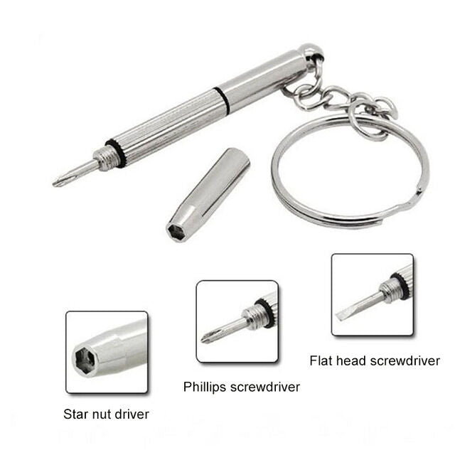 5Pcs 3 in 1 Eyeglass Screwdriver Glasses Watch Repair Tool Kit with Keych.l8
