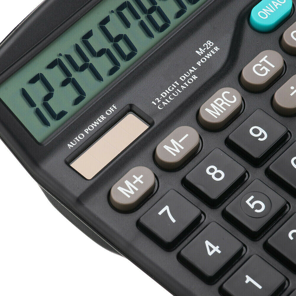 Solar Battery Desktop Calculator Basic 12-Digit Large Display Office Business