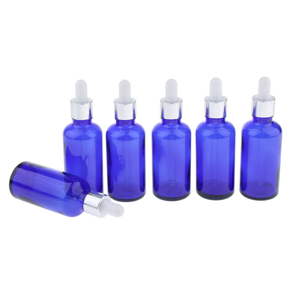 24 Pack Empty Refillable Glass Makeup Dropper Bottles Vials Container Blue