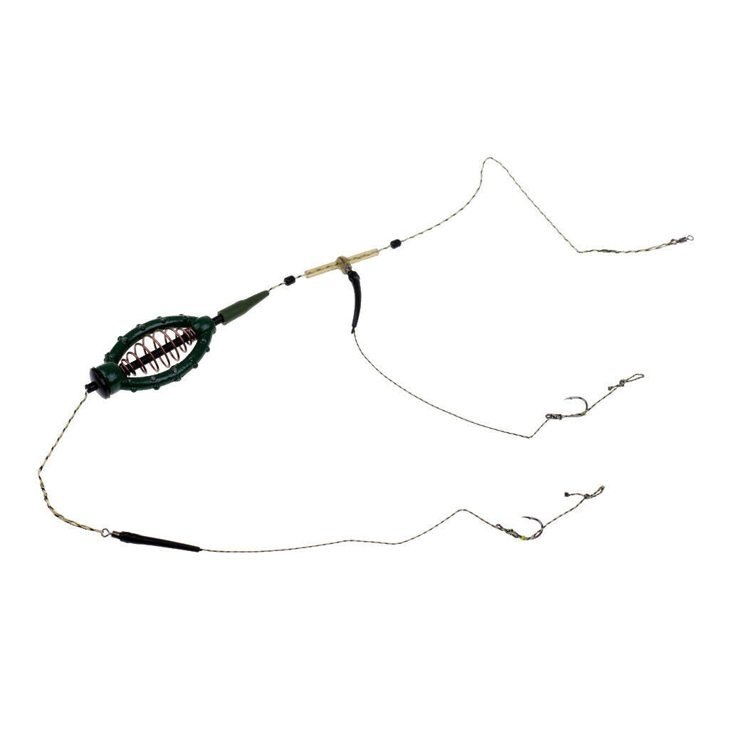 Carp Fishing Feeder Fishing Baits Cage Hook Rig Set Lead Sinker Tackle 60g