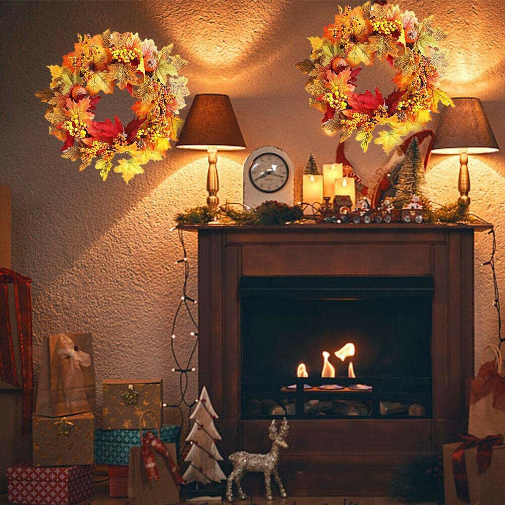 Halloween Maple Leaf Wreath Door Decor Hanging Pendant Simulation Garland @