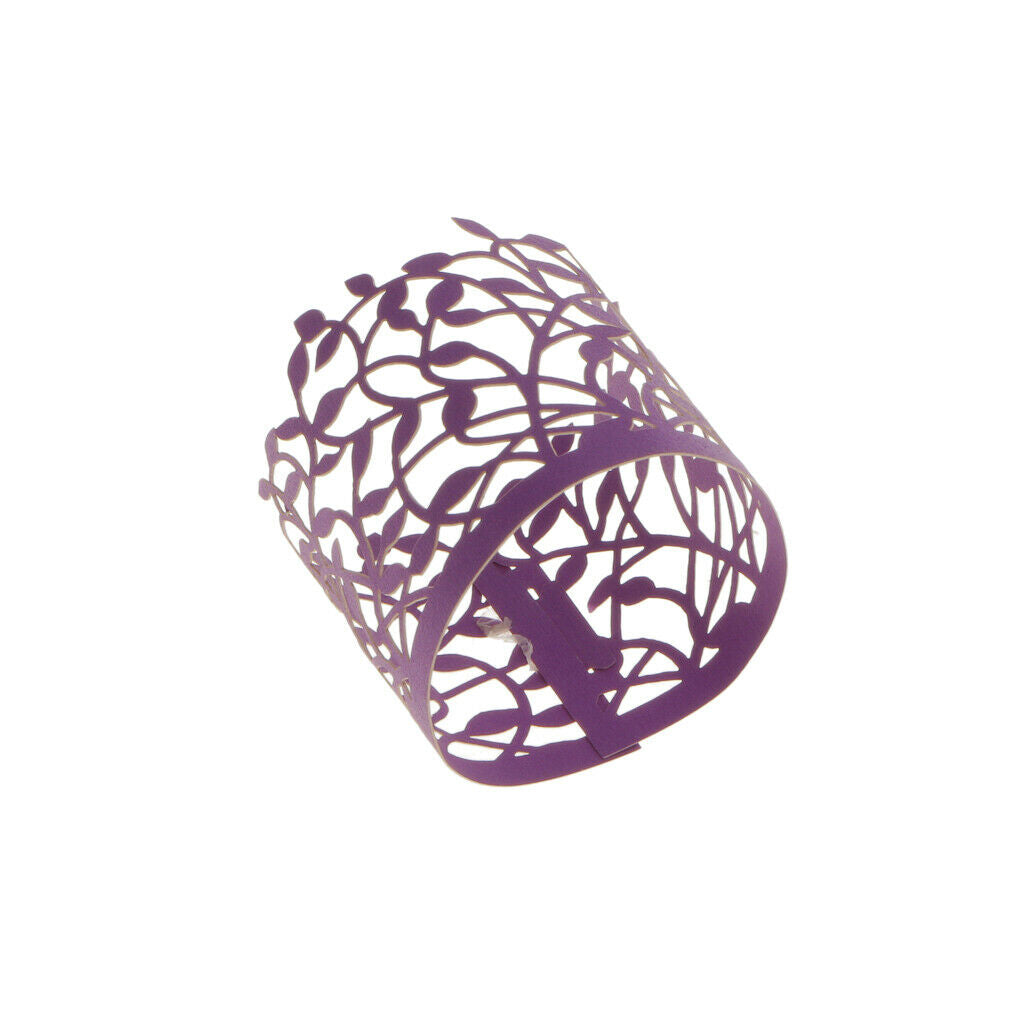 20pcs Flower Leaves Paper Tea Light Holder Wedding Party Decoration Purple