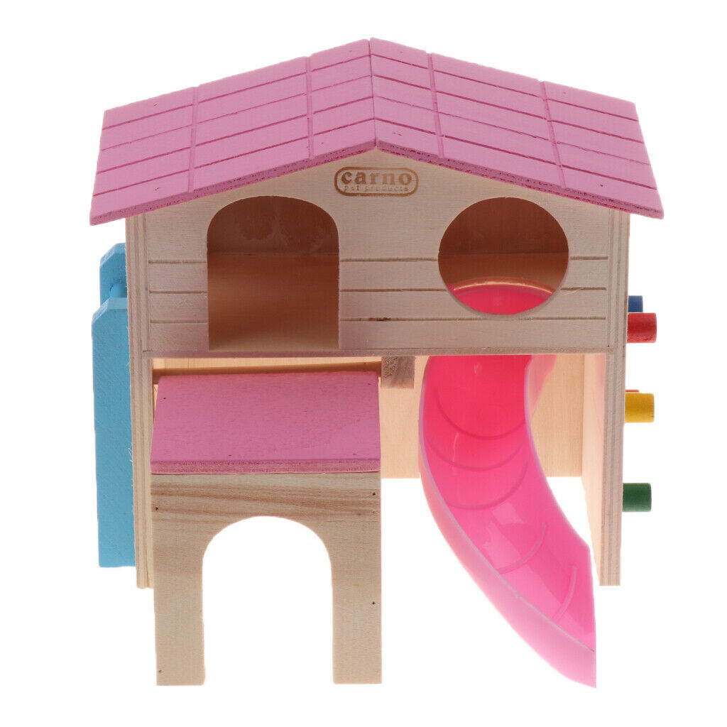 Hamster House Two Layers Design, Wooden House for Hamsters Small Animal Hideout