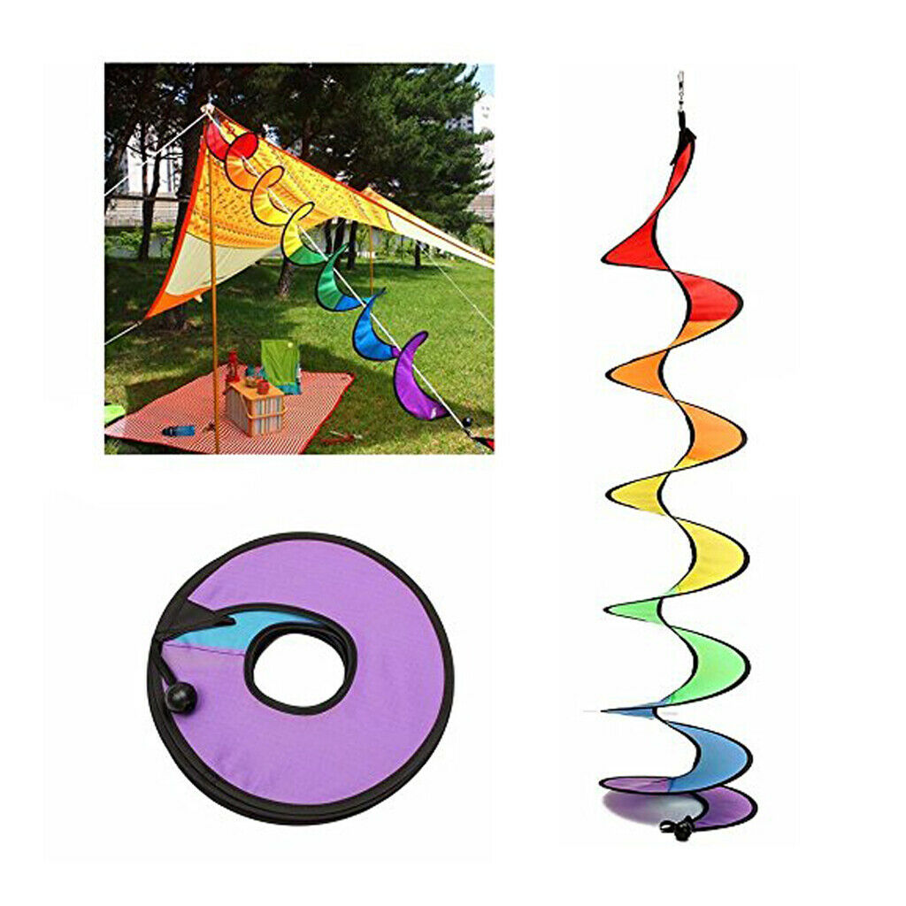 55inch Colorful Spiral Weather Vane Windmill Serpentine Camping Tent Garden