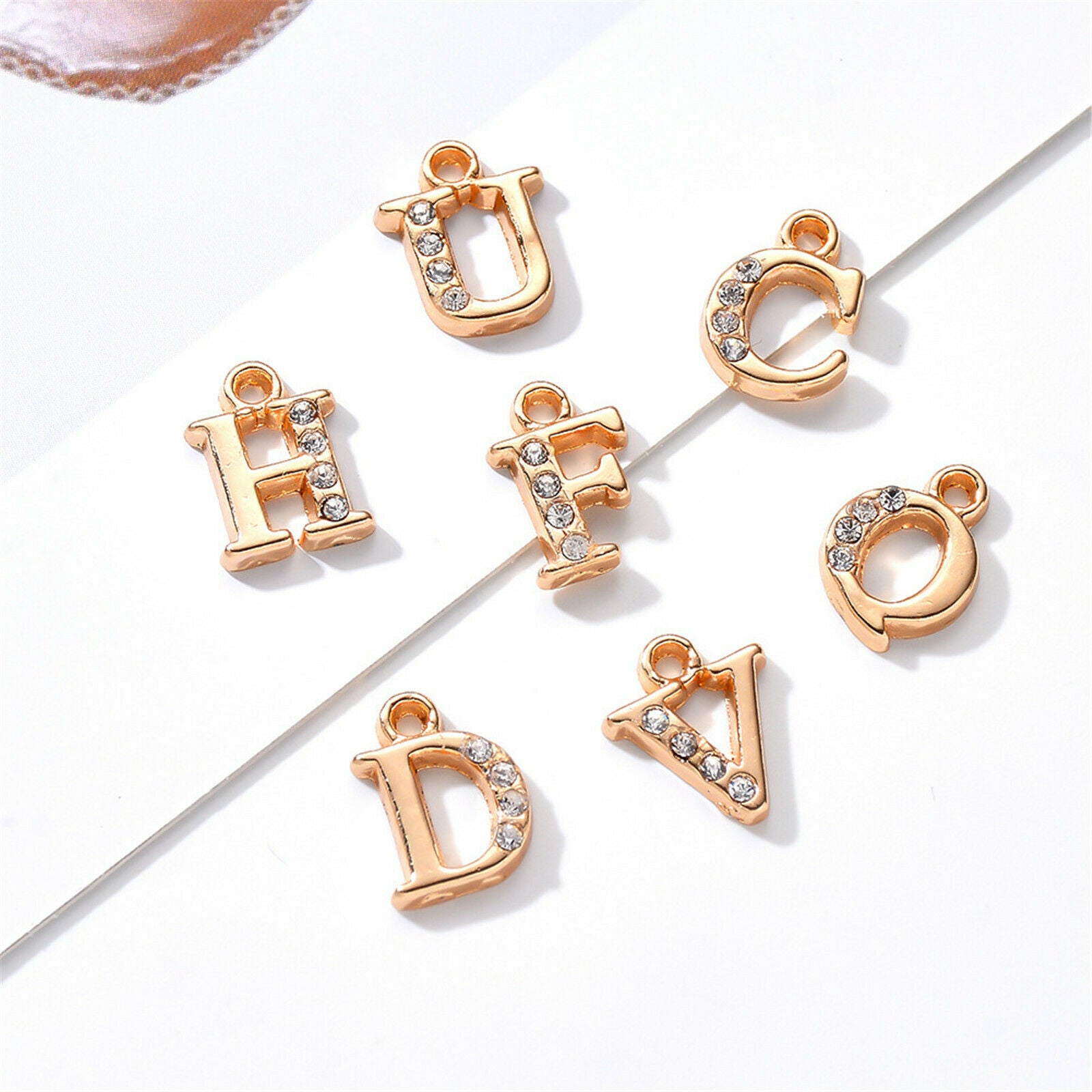Jewelry DIY Pendant Alloy 26 Alphabet A-Z Letters Set Rhinestone Charms Crafts