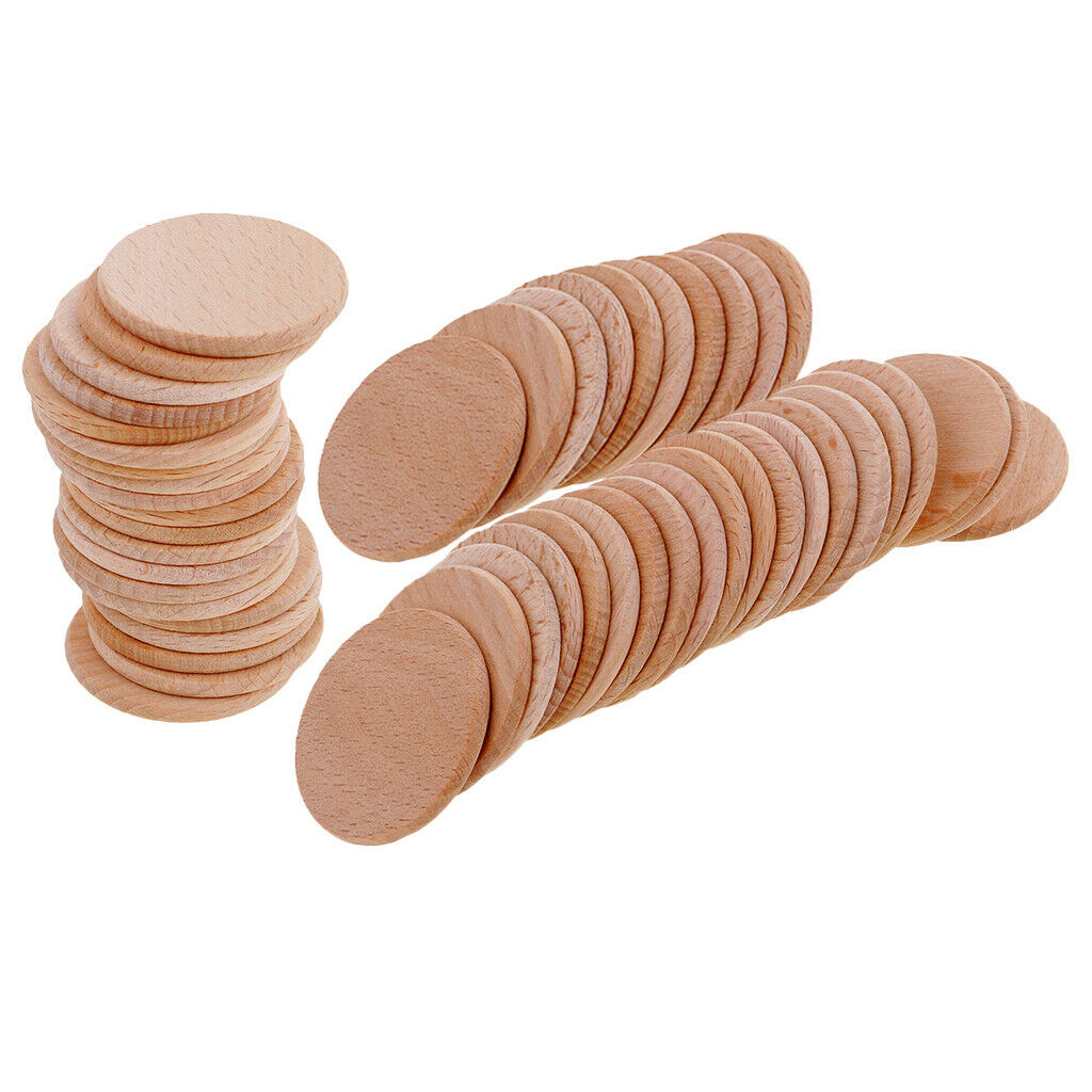 50 Pieces Wooden Circles Pieces Plaque for Painting Home Decors Ornaments
